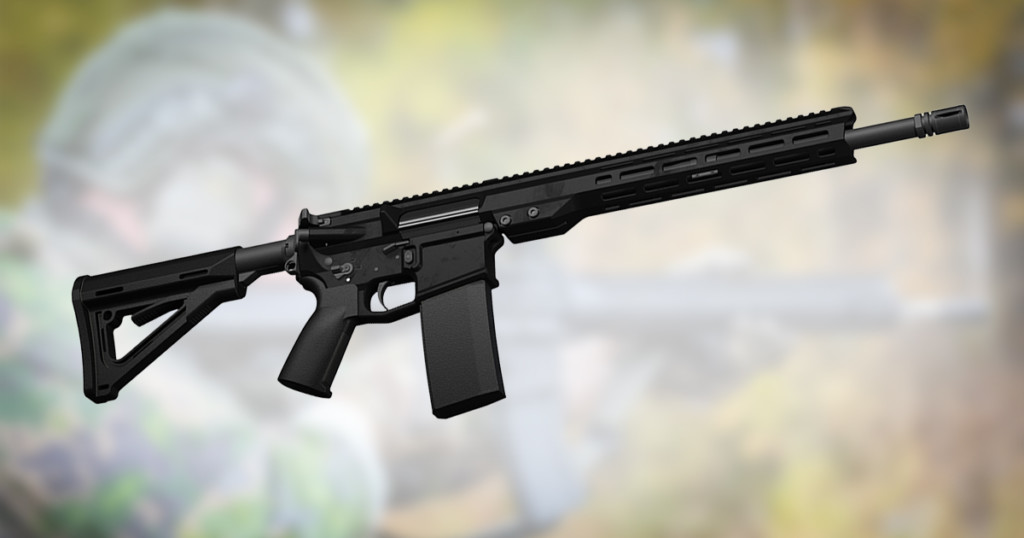 Musta AR15-tyyppinen kivääri