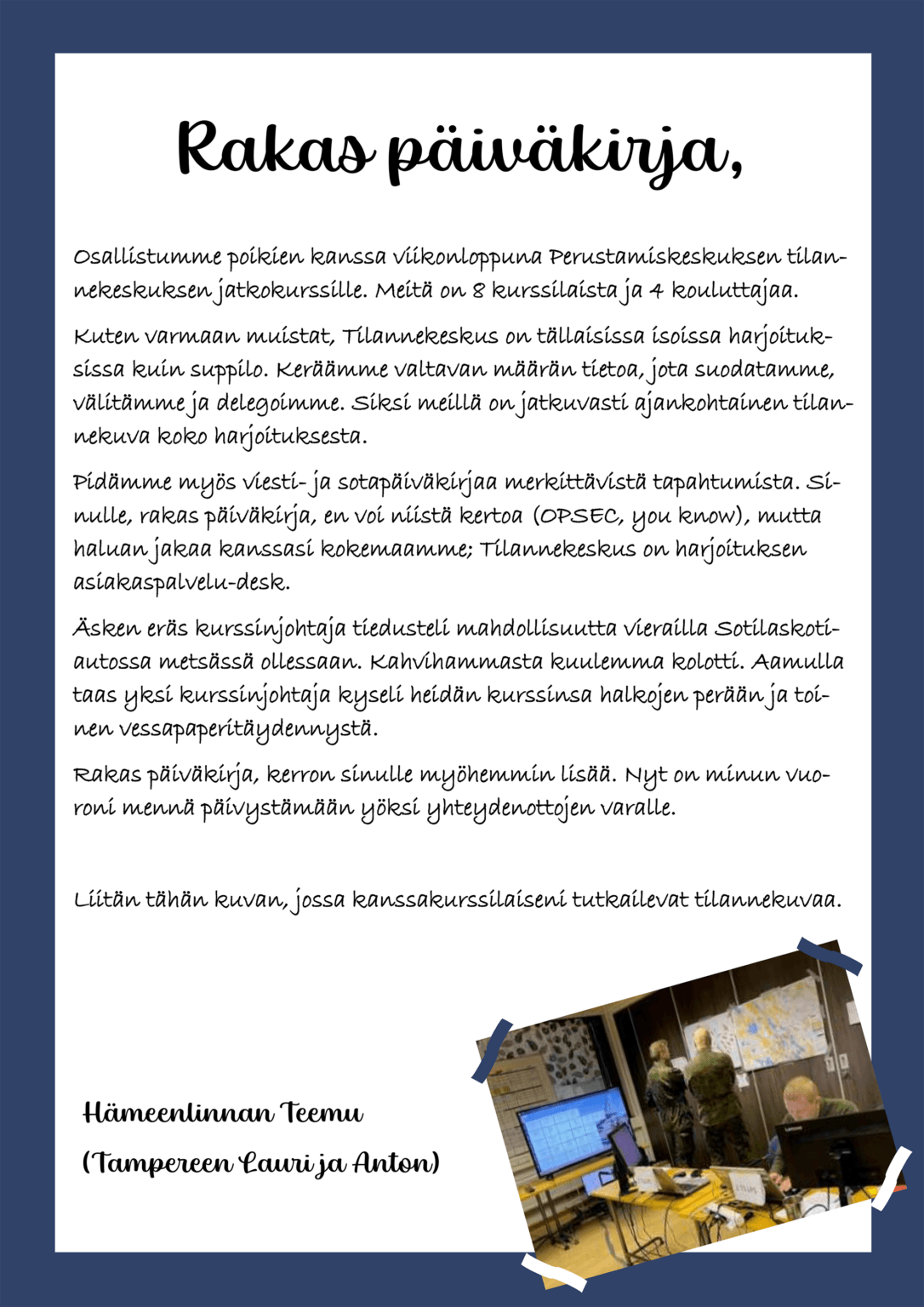 Pitkä päiväkirjateksti